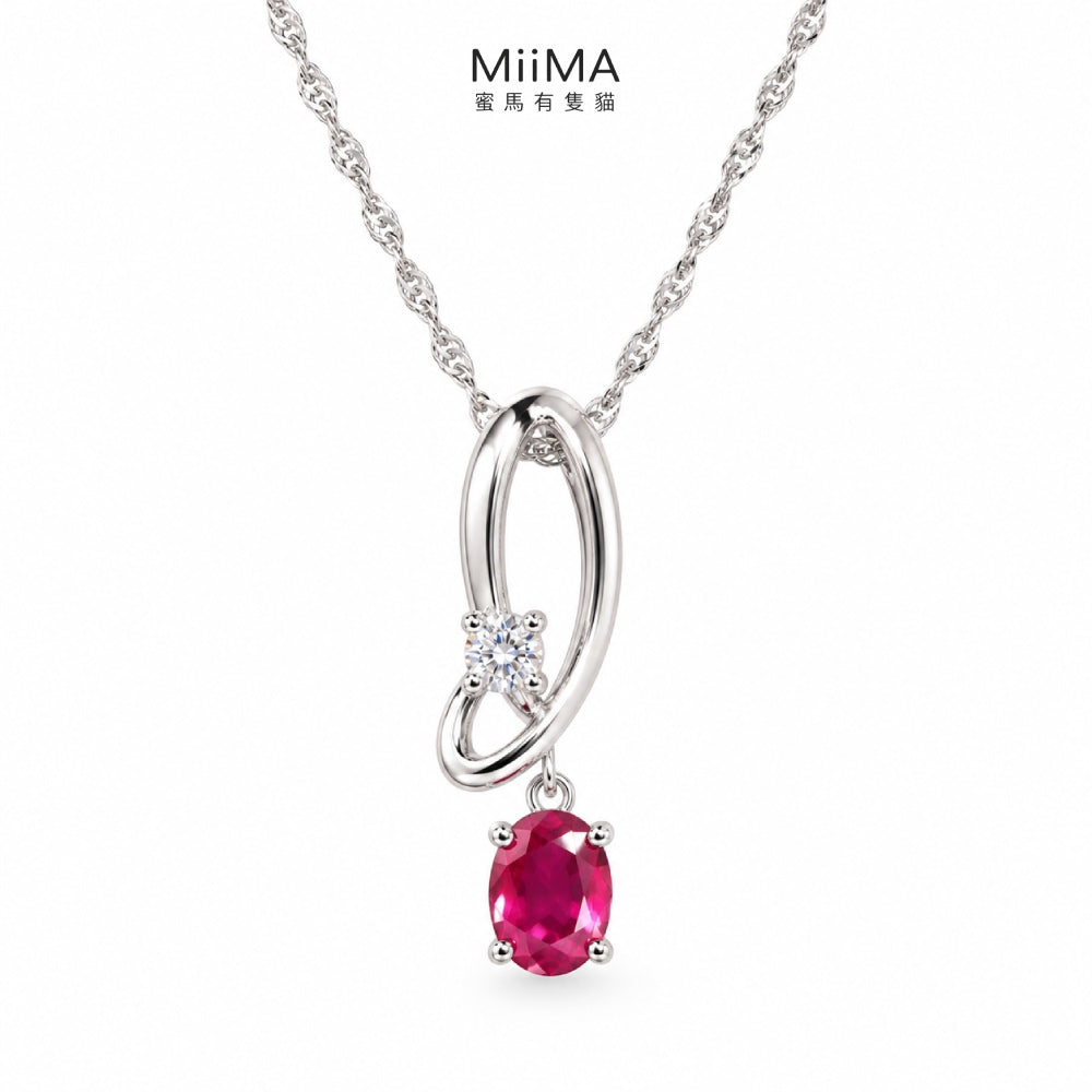 天然紅寶石50分 925純銀 星環垂墜項鍊 紅寶星環商品圖片|MiiMA 蜜馬有隻貓