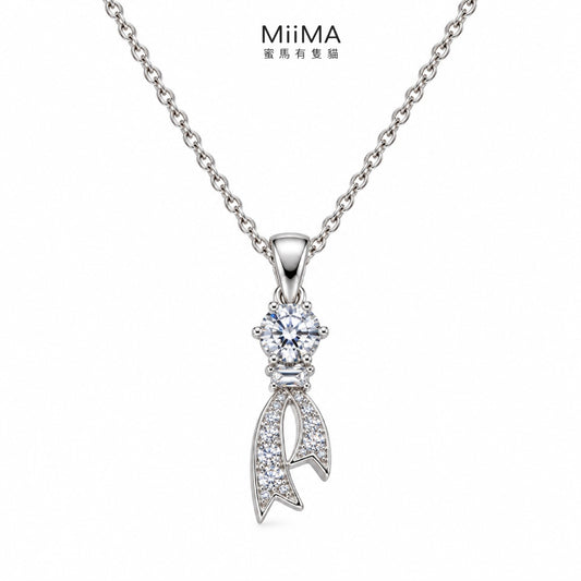 璀璨蝴蝶結 925純銀項鍊 鍍白金色CZ鋯石墜飾商品圖片｜MiiMA 蜜馬有隻貓