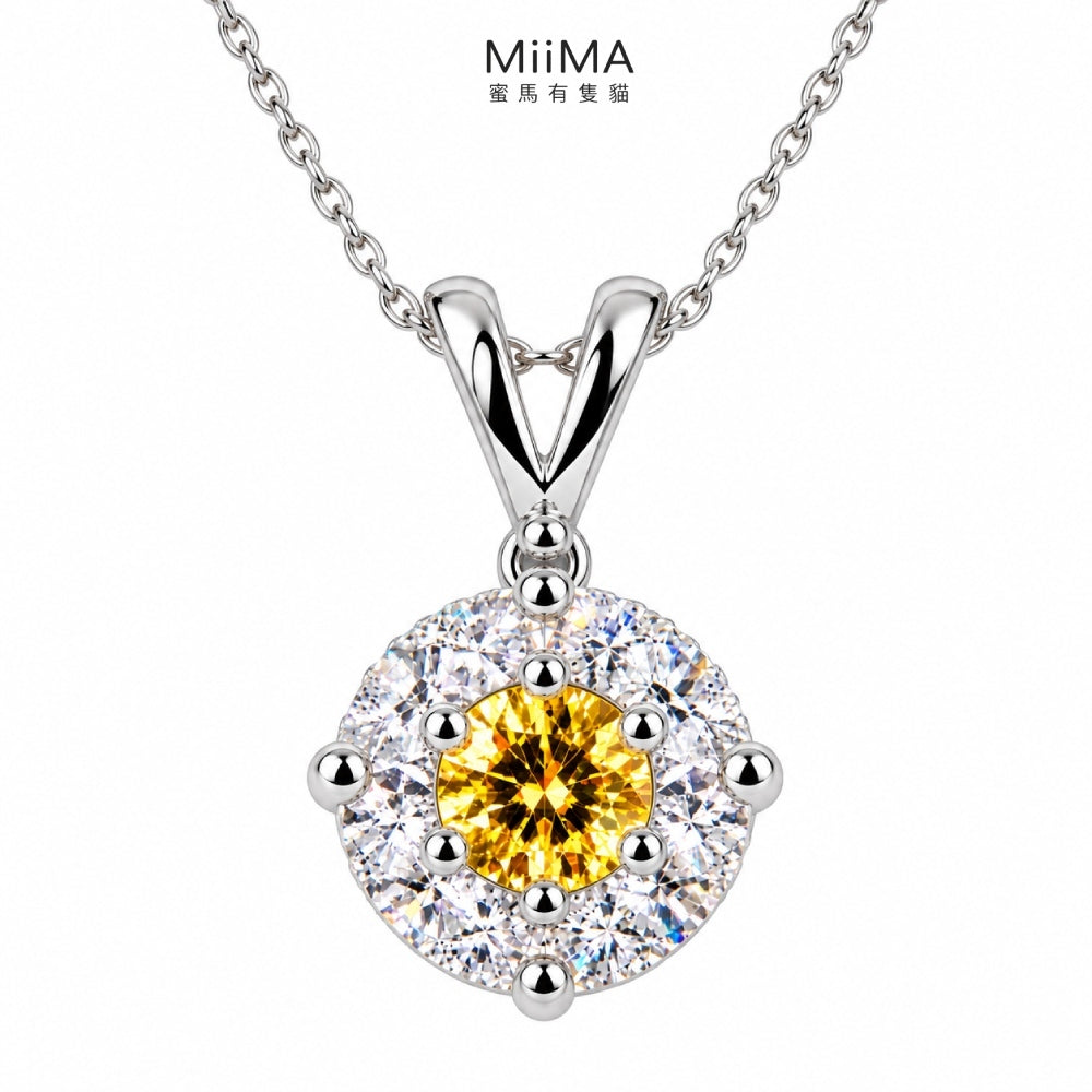 黃鑽色CZ鋯石 925純銀項鍊商品圖片｜MiiMA 蜜馬有隻貓