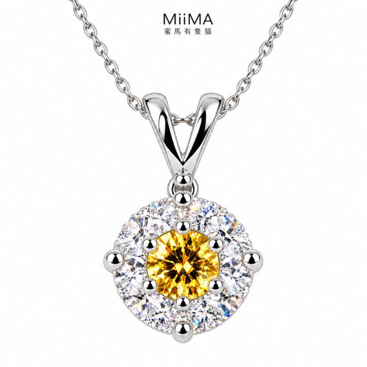 黃鑽色CZ鋯石 925純銀項鍊商品圖片｜MiiMA 蜜馬有隻貓