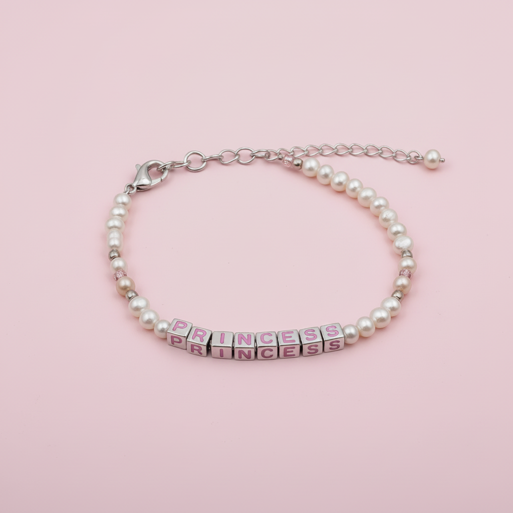PRINCESS bracelet - square pink background