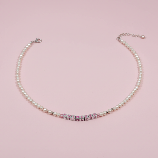 PRINCESS necklace only - square pink background