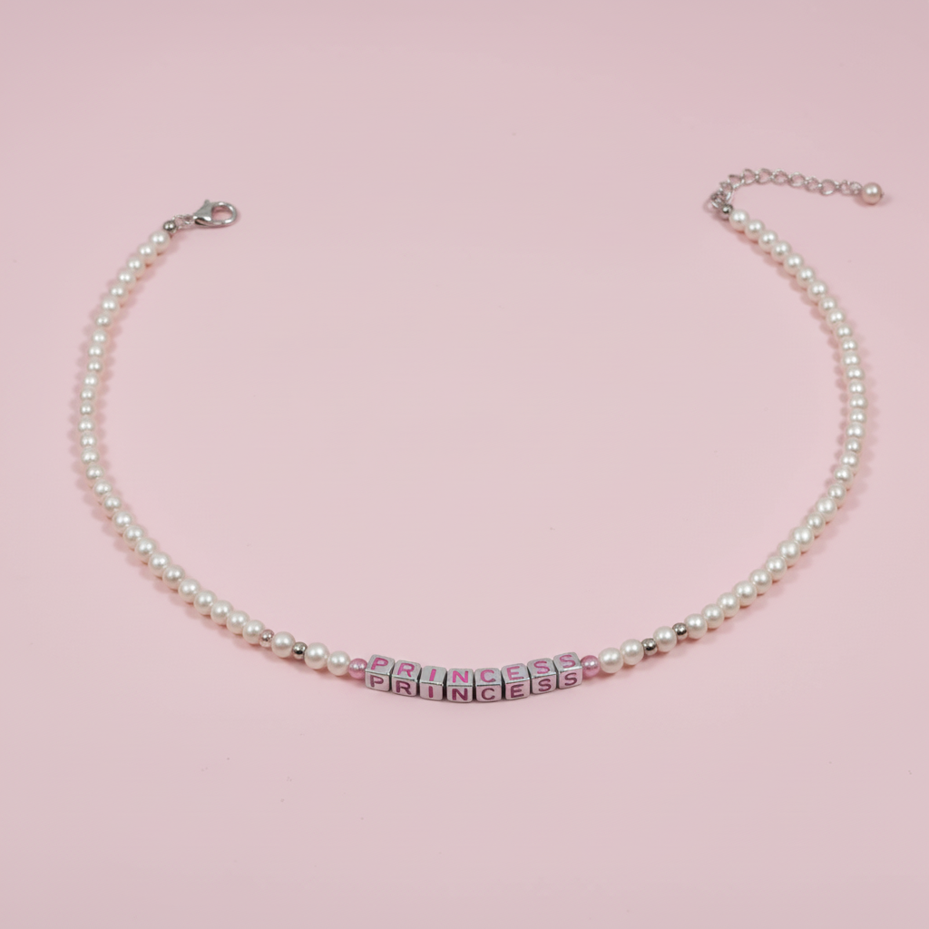 PRINCESS necklace - square pink background