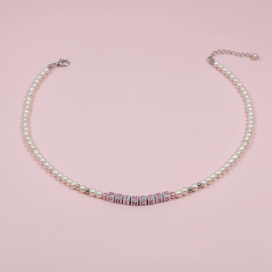 PRINCESS necklace - square pink background